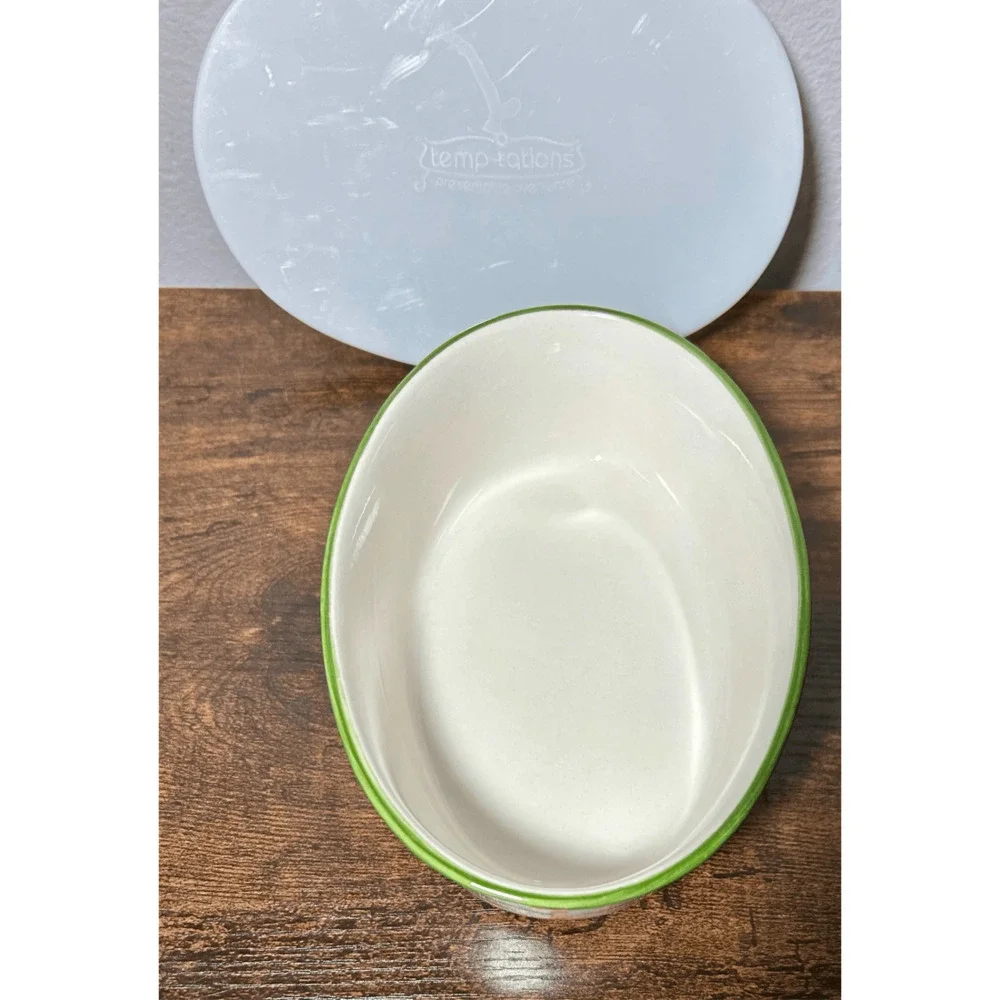QVC Temp-tations by Tara Old World Green Oval Baker (7”) w/ lid